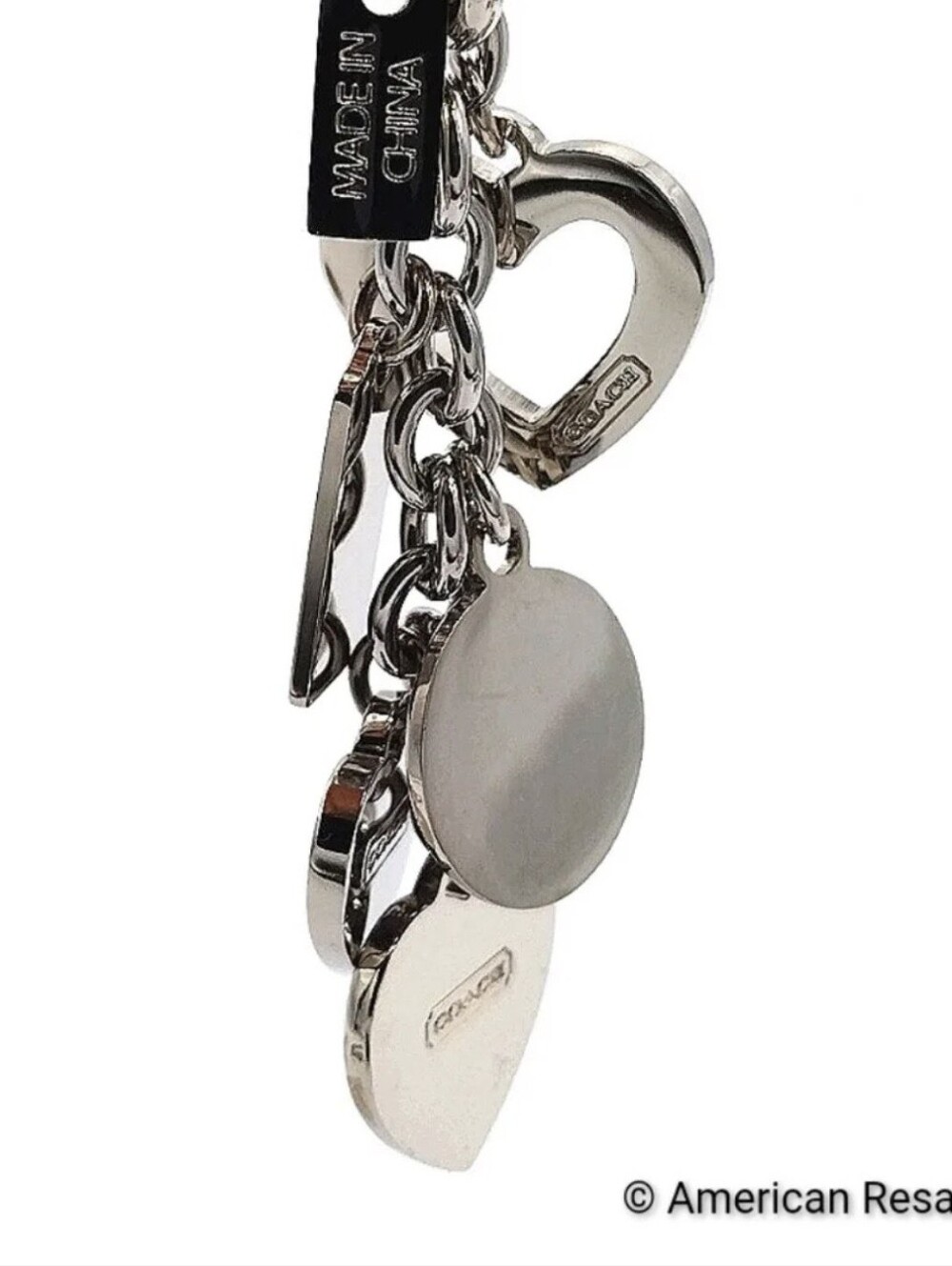 COACH Vintage Triple Heart Crystals Key Fob Keychain Purse Charm - Picture 2 of 5